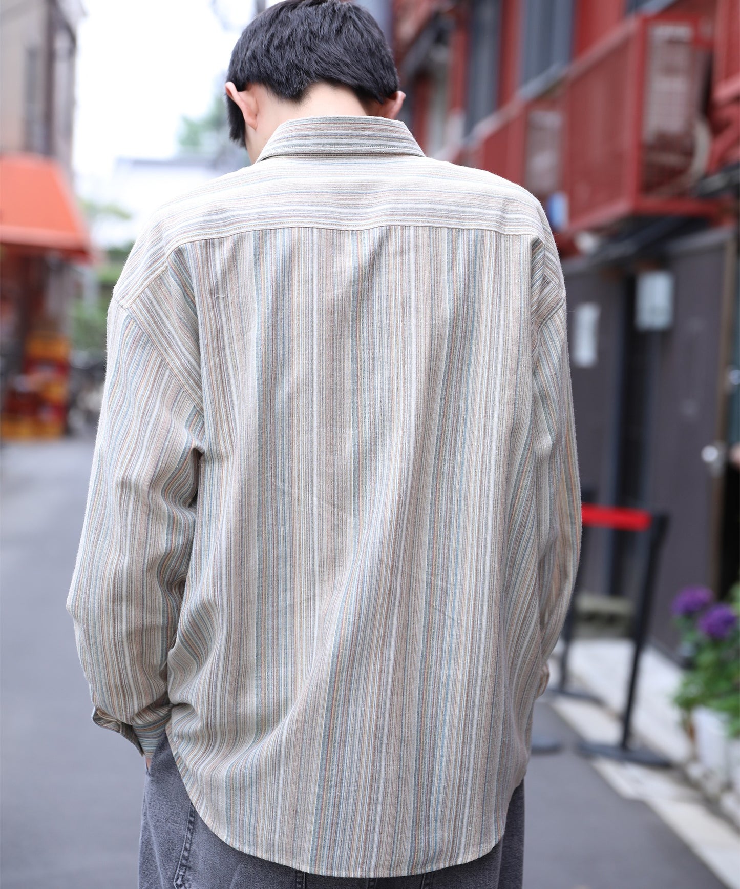 【HOOK -original- 】古着風レトロ総柄ビッグシャツ