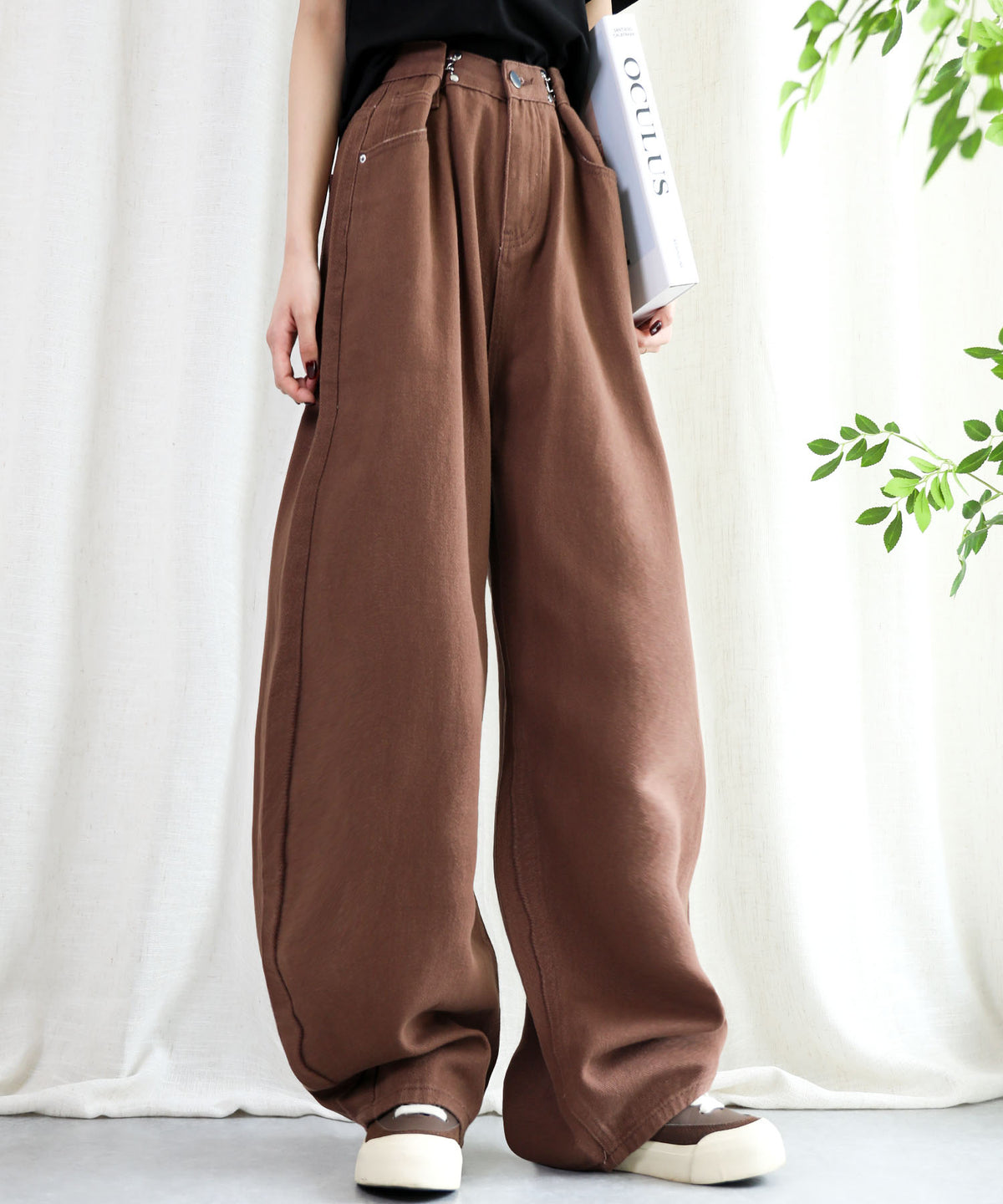 aimoha/2WAYジーンズデニム深めのウエストタックハイウエストデニムパンツ