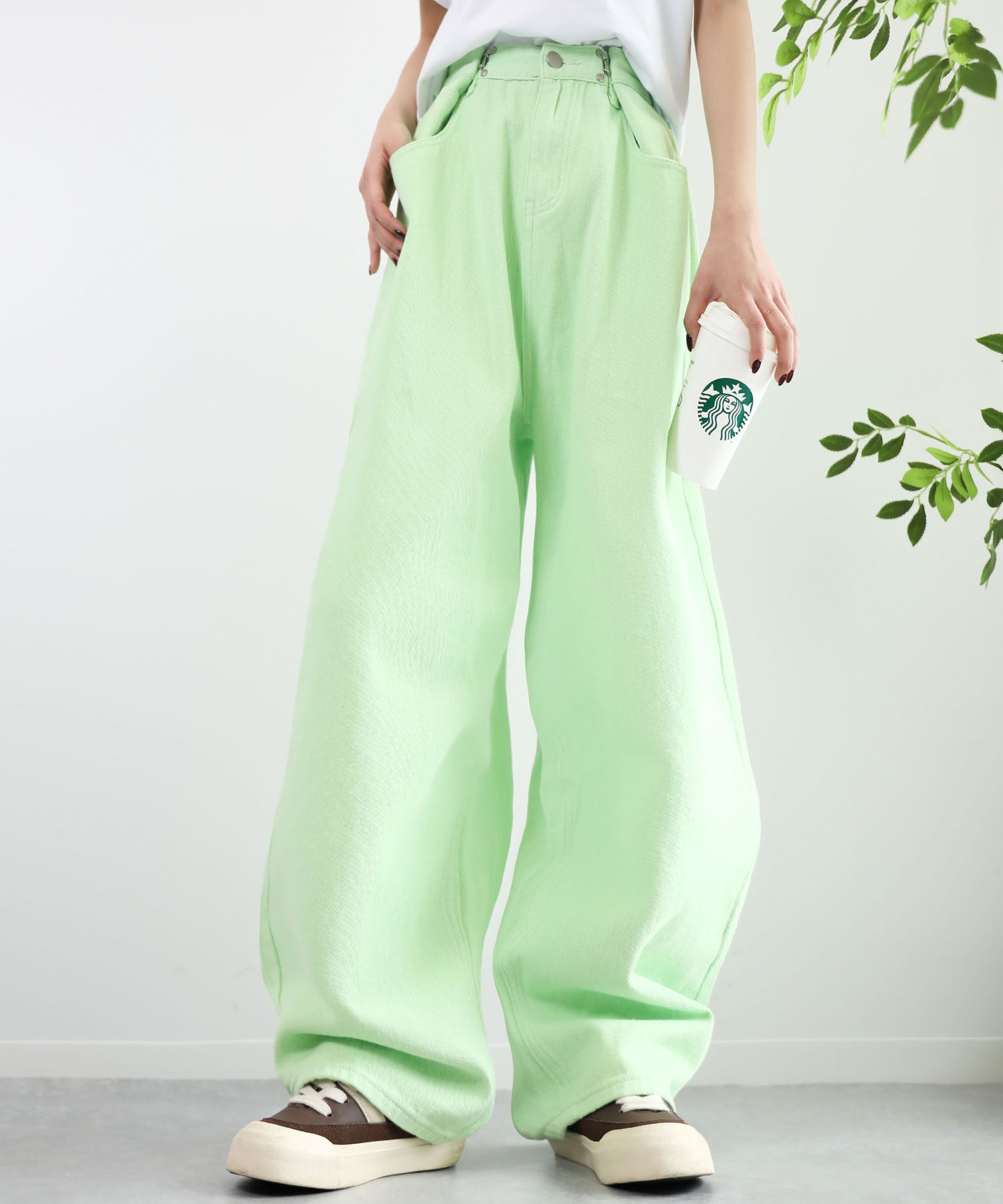 aimoha/2WAYジーンズデニム深めのウエストタックハイウエストデニムパンツ