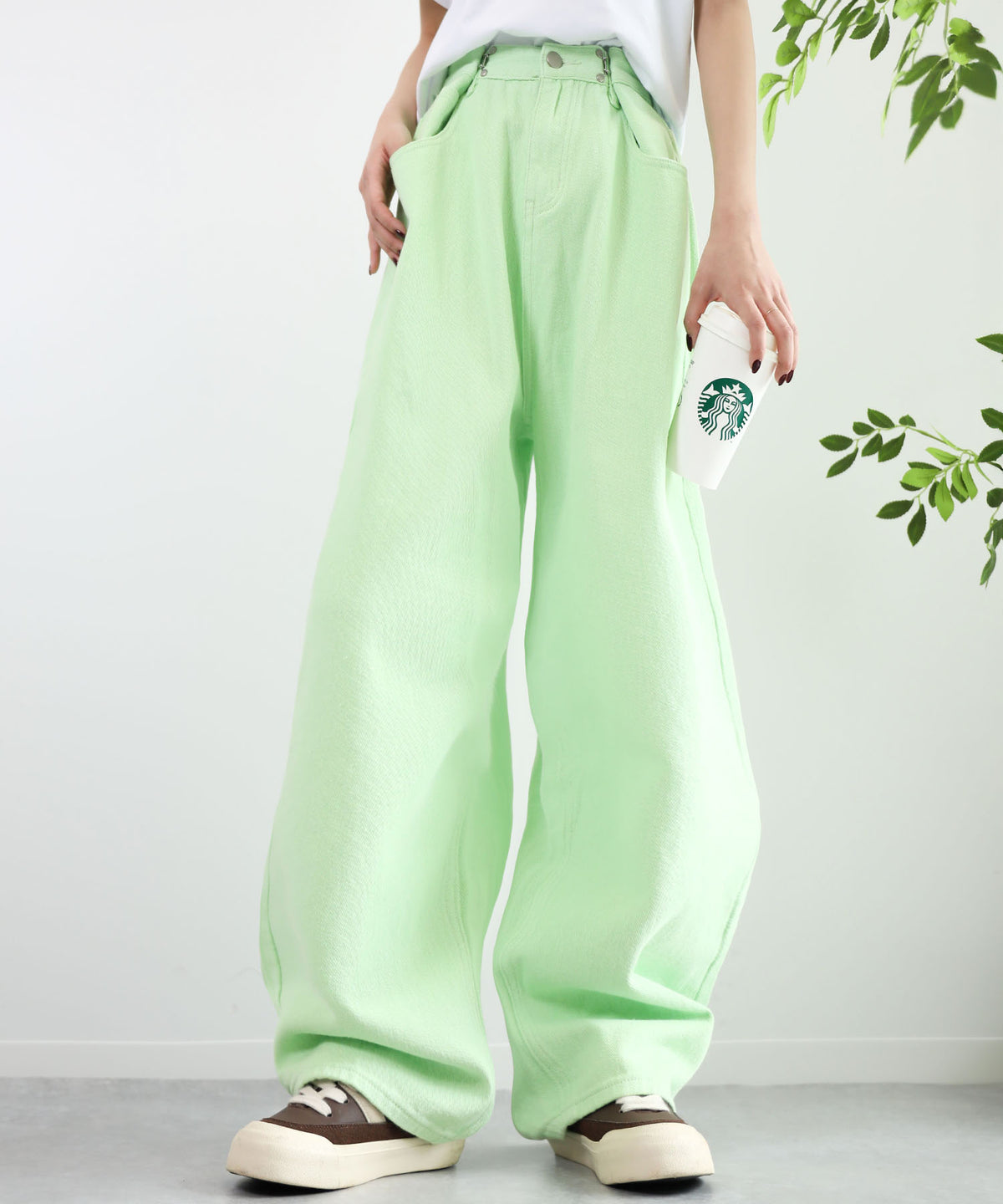 aimoha/2WAYジーンズデニム深めのウエストタックハイウエストデニムパンツ