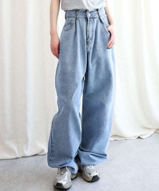 aimoha/2WAYジーンズデニム深めのウエストタックハイウエストデニムパンツ