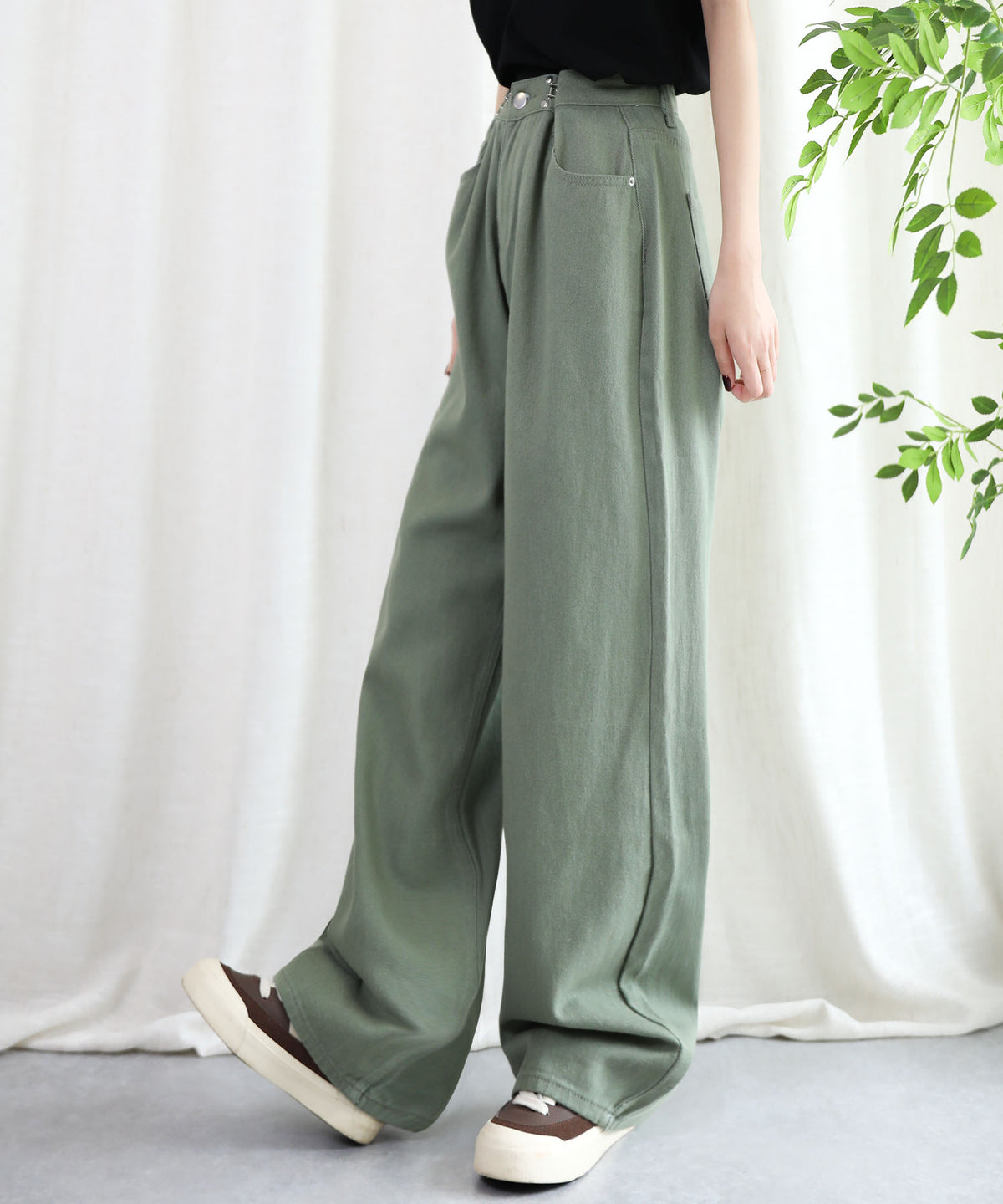 aimoha/2WAYジーンズデニム深めのウエストタックハイウエストデニムパンツ
