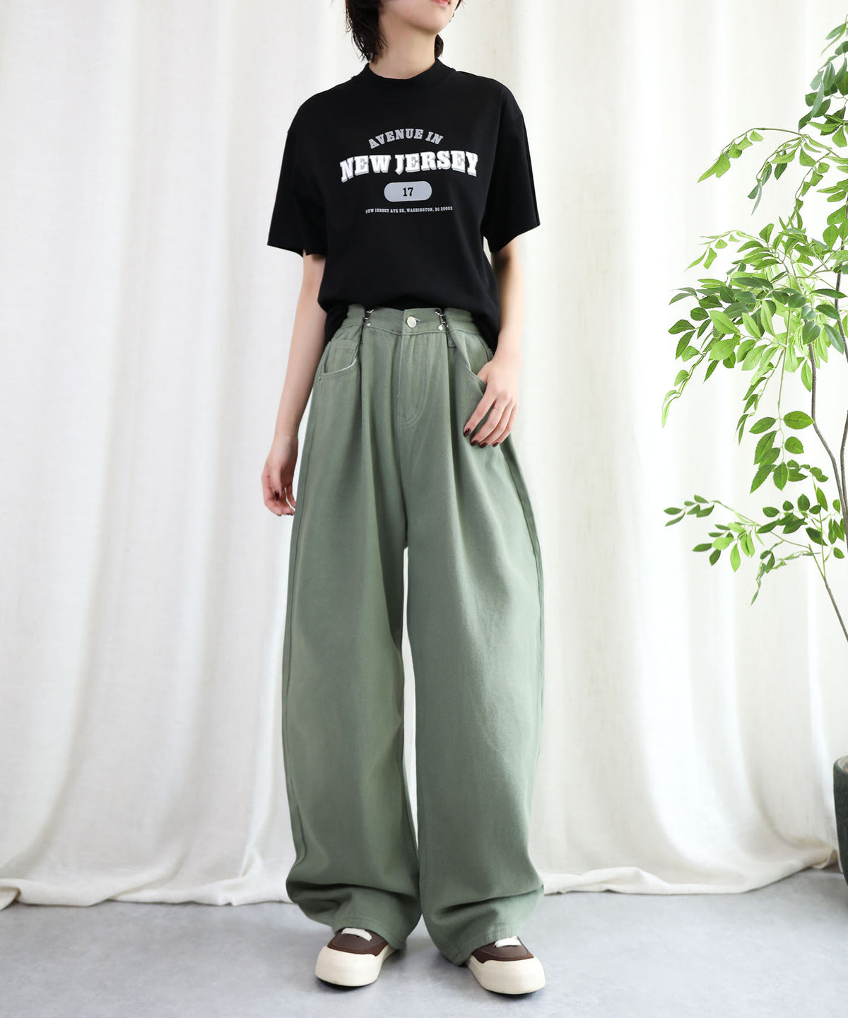 aimoha/2WAYジーンズデニム深めのウエストタックハイウエストデニムパンツ