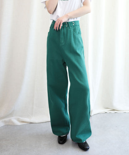 aimoha/2WAYジーンズデニム深めのウエストタックハイウエストデニムパンツ