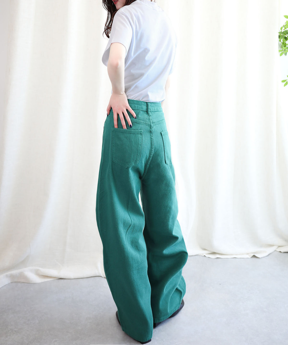aimoha/2WAYジーンズデニム深めのウエストタックハイウエストデニムパンツ