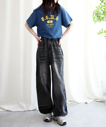 aimoha/2WAYジーンズデニム深めのウエストタックハイウエストデニムパンツ