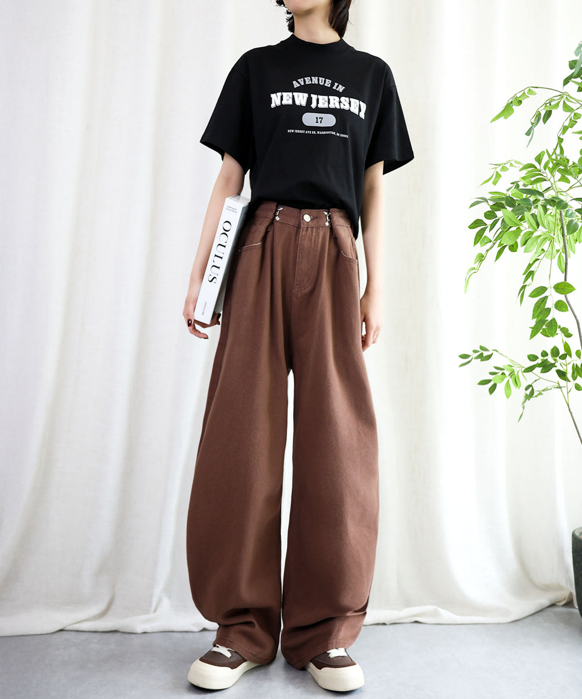 aimoha/2WAYジーンズデニム深めのウエストタックハイウエストデニムパンツ