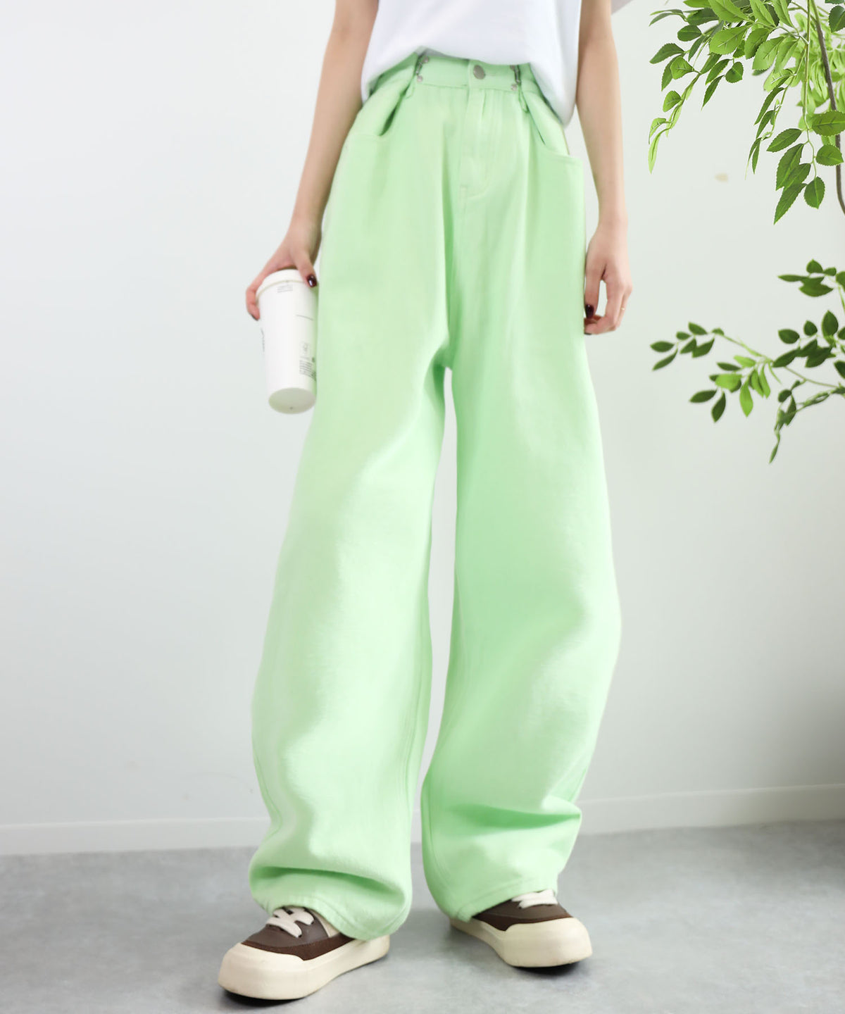 aimoha/2WAYジーンズデニム深めのウエストタックハイウエストデニムパンツ