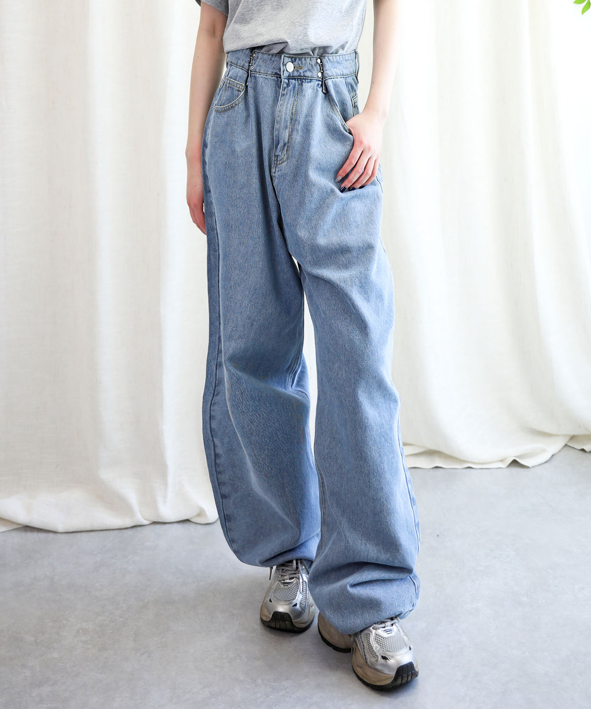 aimoha/2WAYジーンズデニム深めのウエストタックハイウエストデニムパンツ