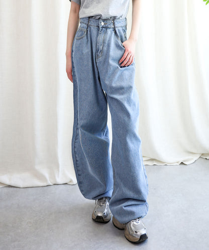 aimoha/2WAYジーンズデニム深めのウエストタックハイウエストデニムパンツ