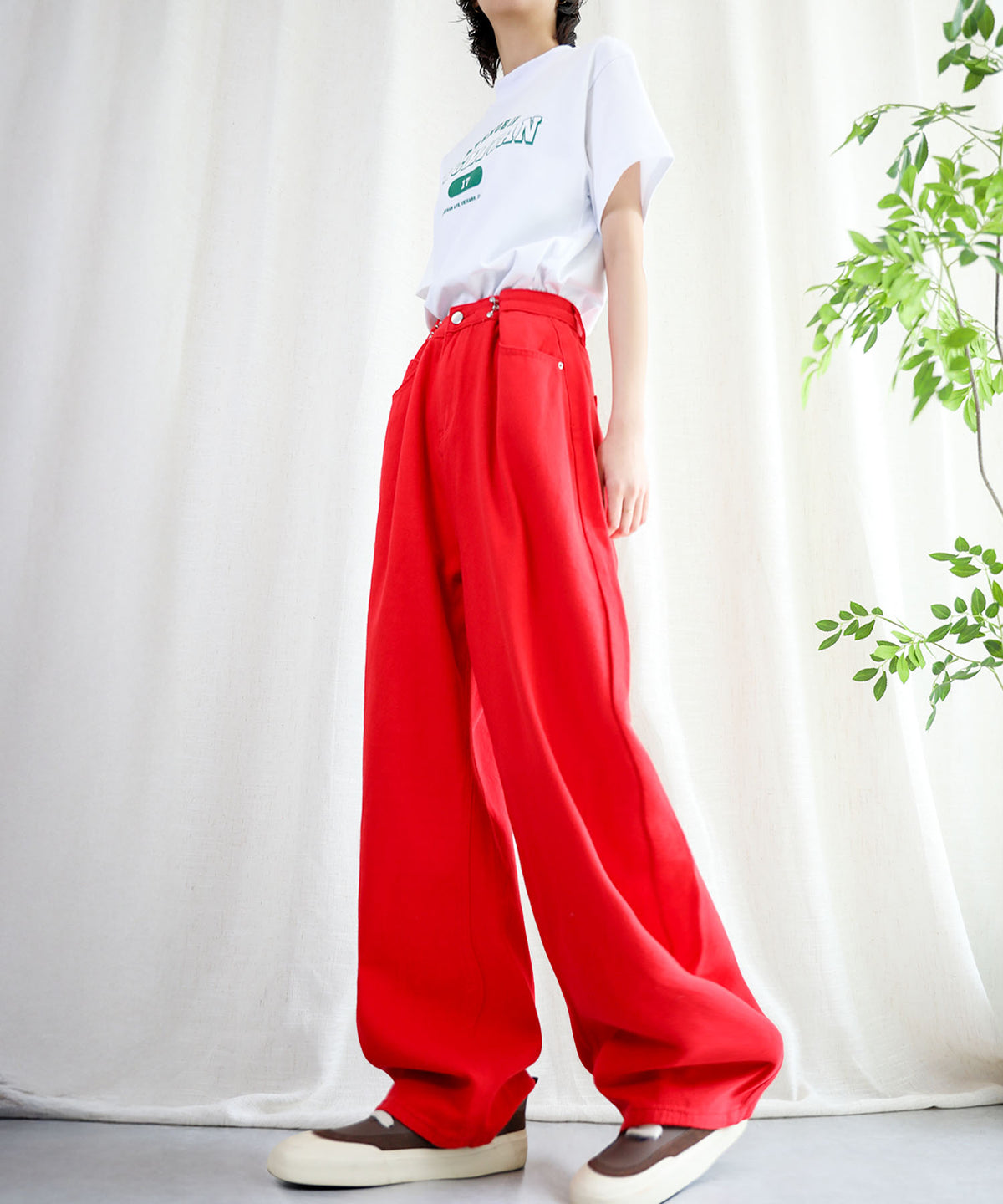 aimoha/2WAYジーンズデニム深めのウエストタックハイウエストデニムパンツ