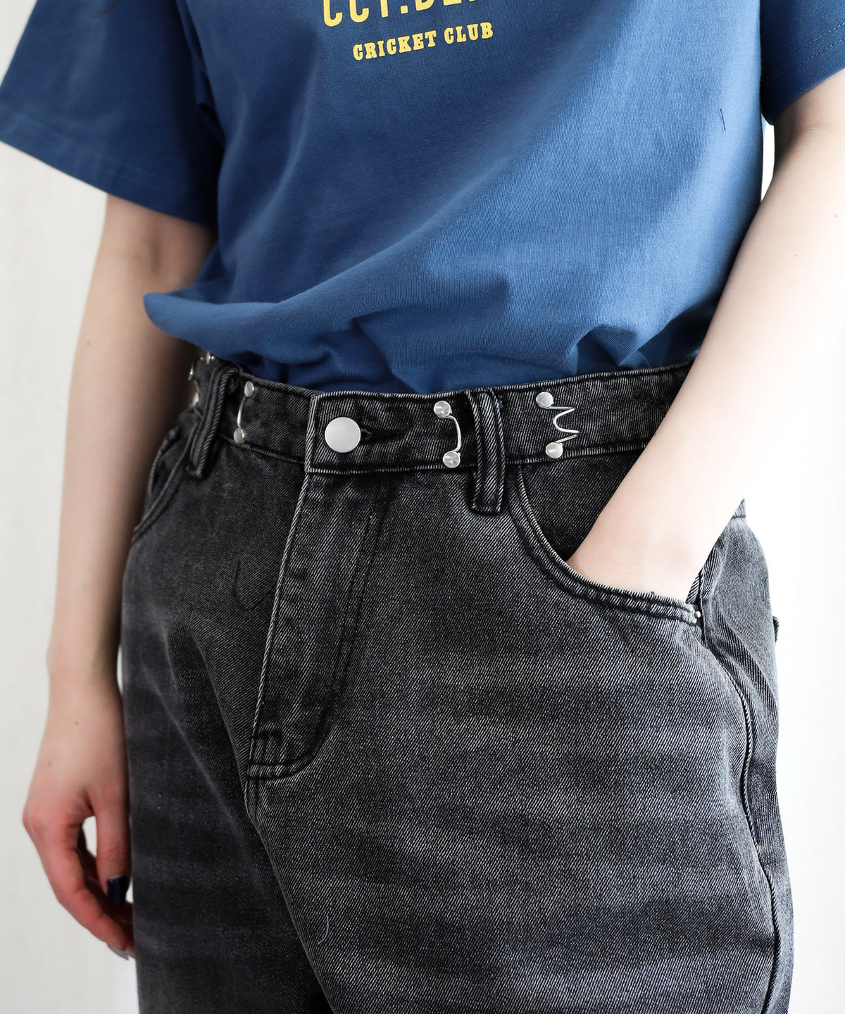 aimoha/2WAYジーンズデニム深めのウエストタックハイウエストデニムパンツ