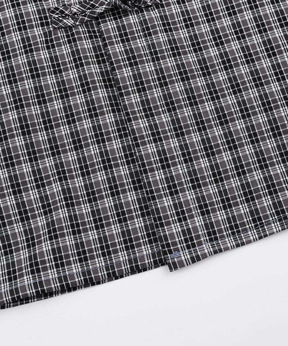 チャイナボタンチェックシャツ