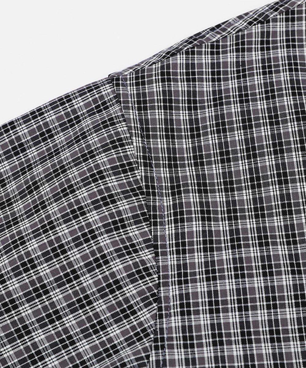 チャイナボタンチェックシャツ