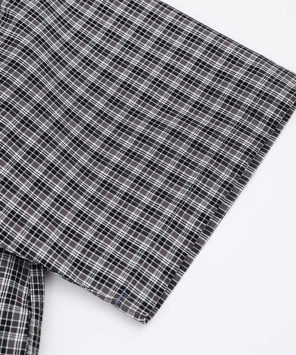 チャイナボタンチェックシャツ