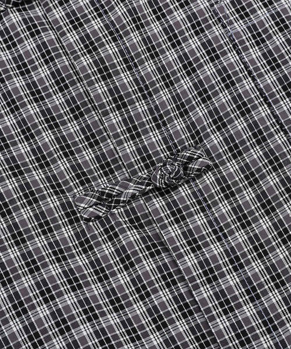 チャイナボタンチェックシャツ