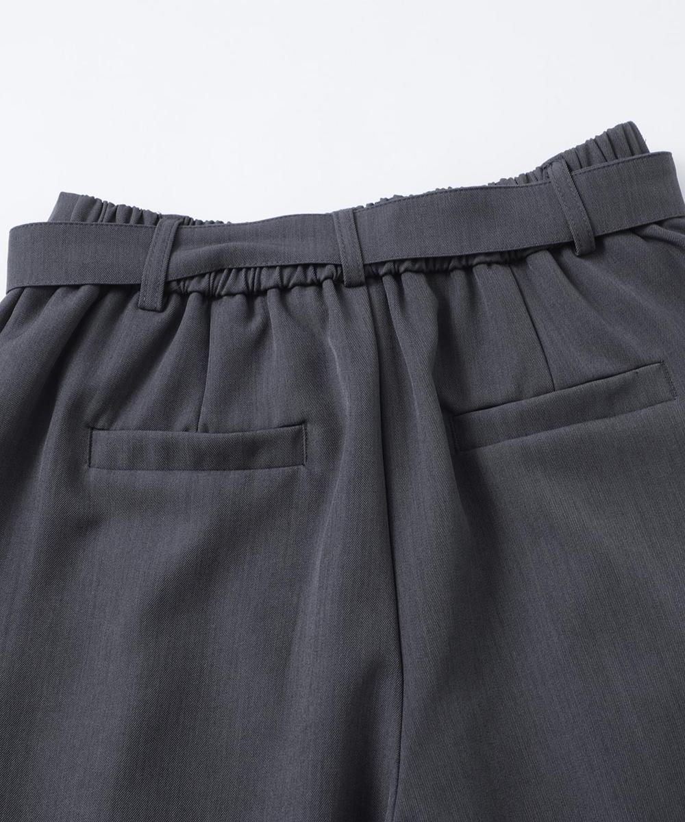 共布ベルト付きタックショートスラックスパンツ