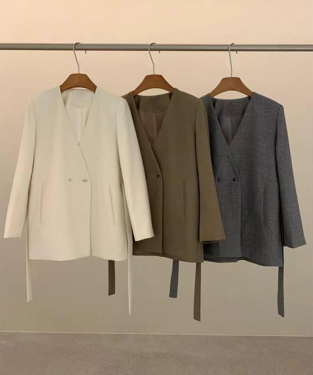 Banico】ダブルボタンジャケット（ウエストリボン付き） – 《公式