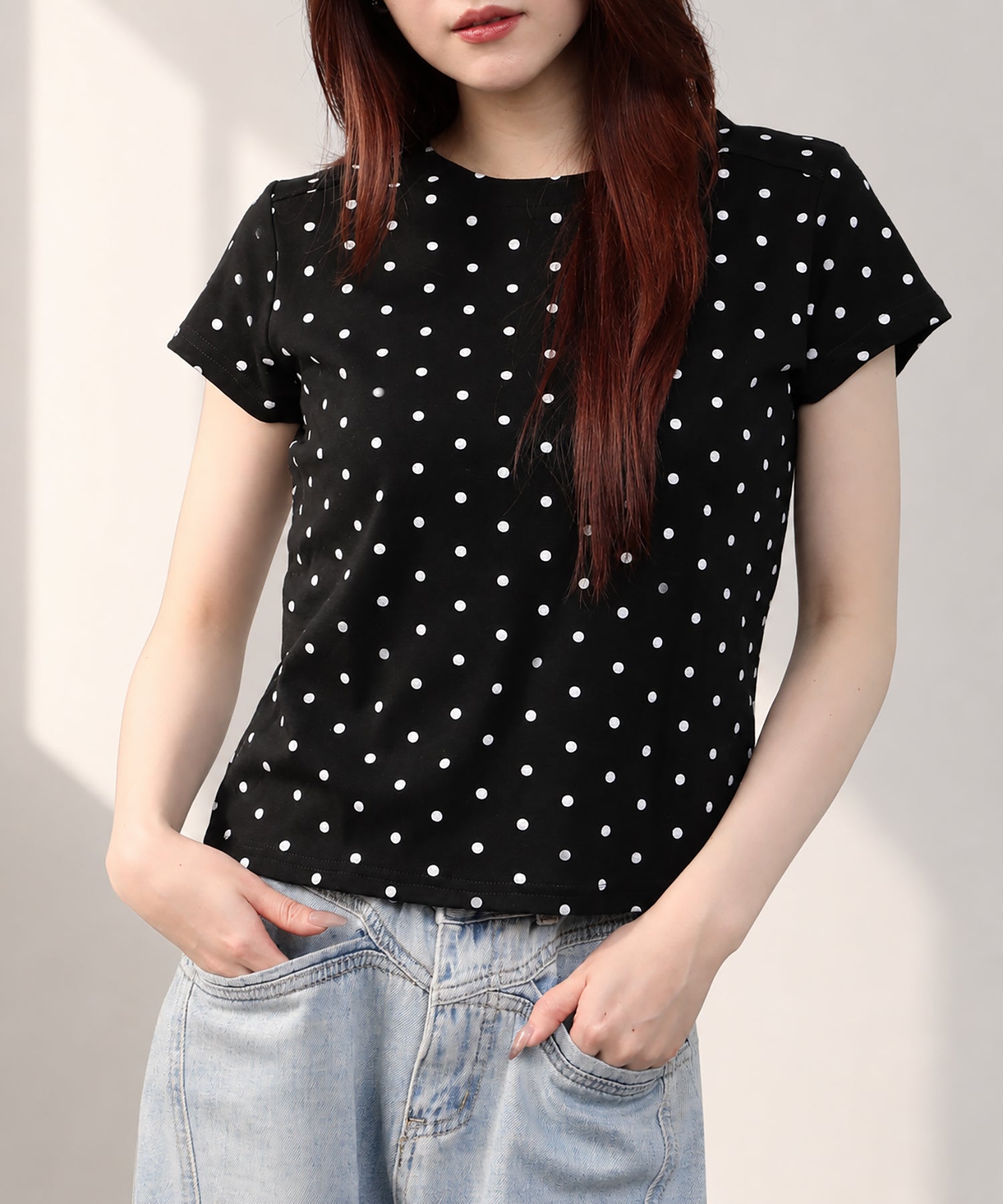 aimoha/ドット柄半袖Tシャツ