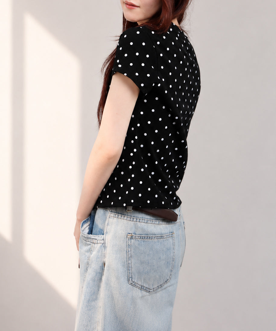 aimoha/ドット柄半袖Tシャツ