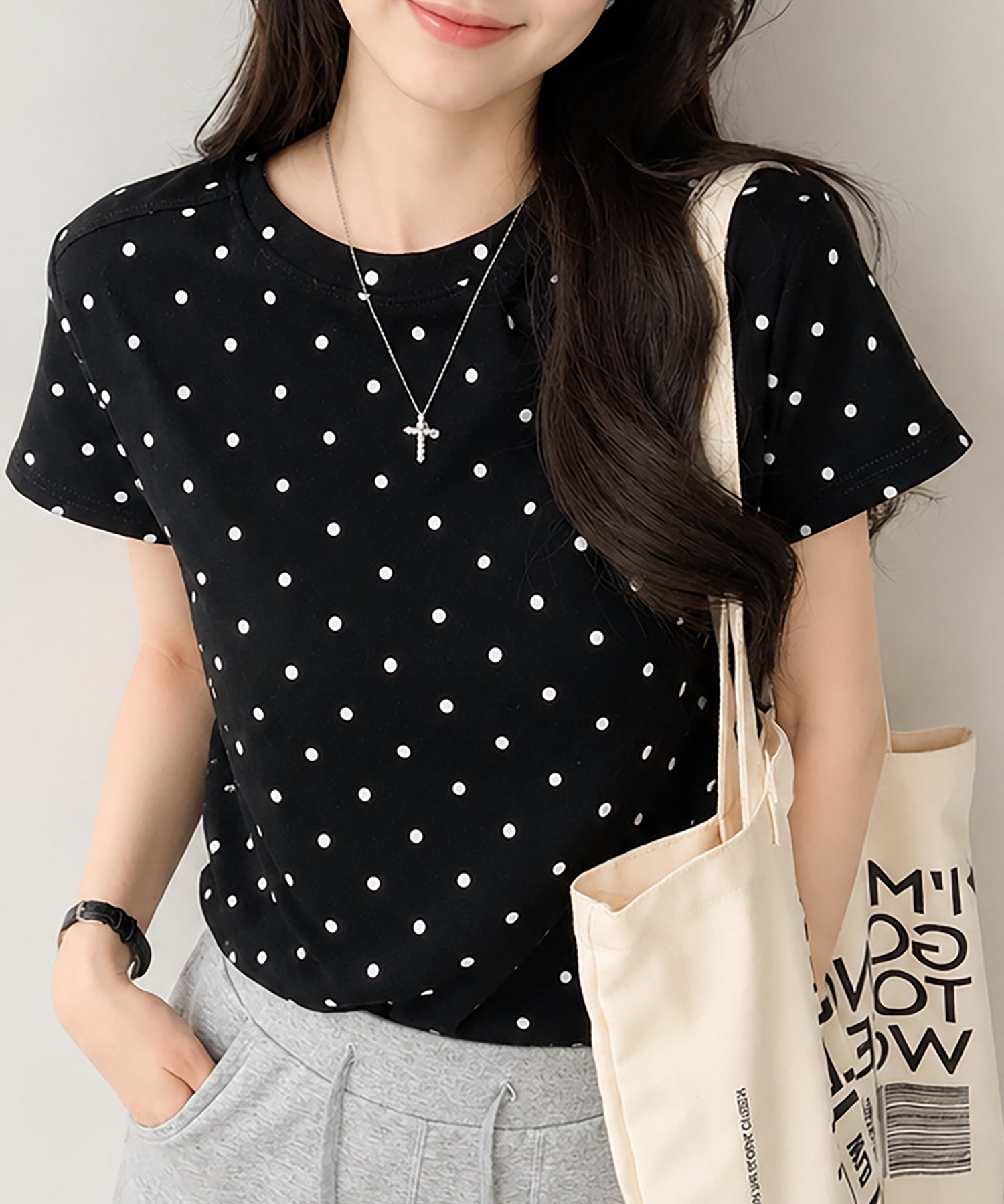 aimoha/ドット柄半袖Tシャツ