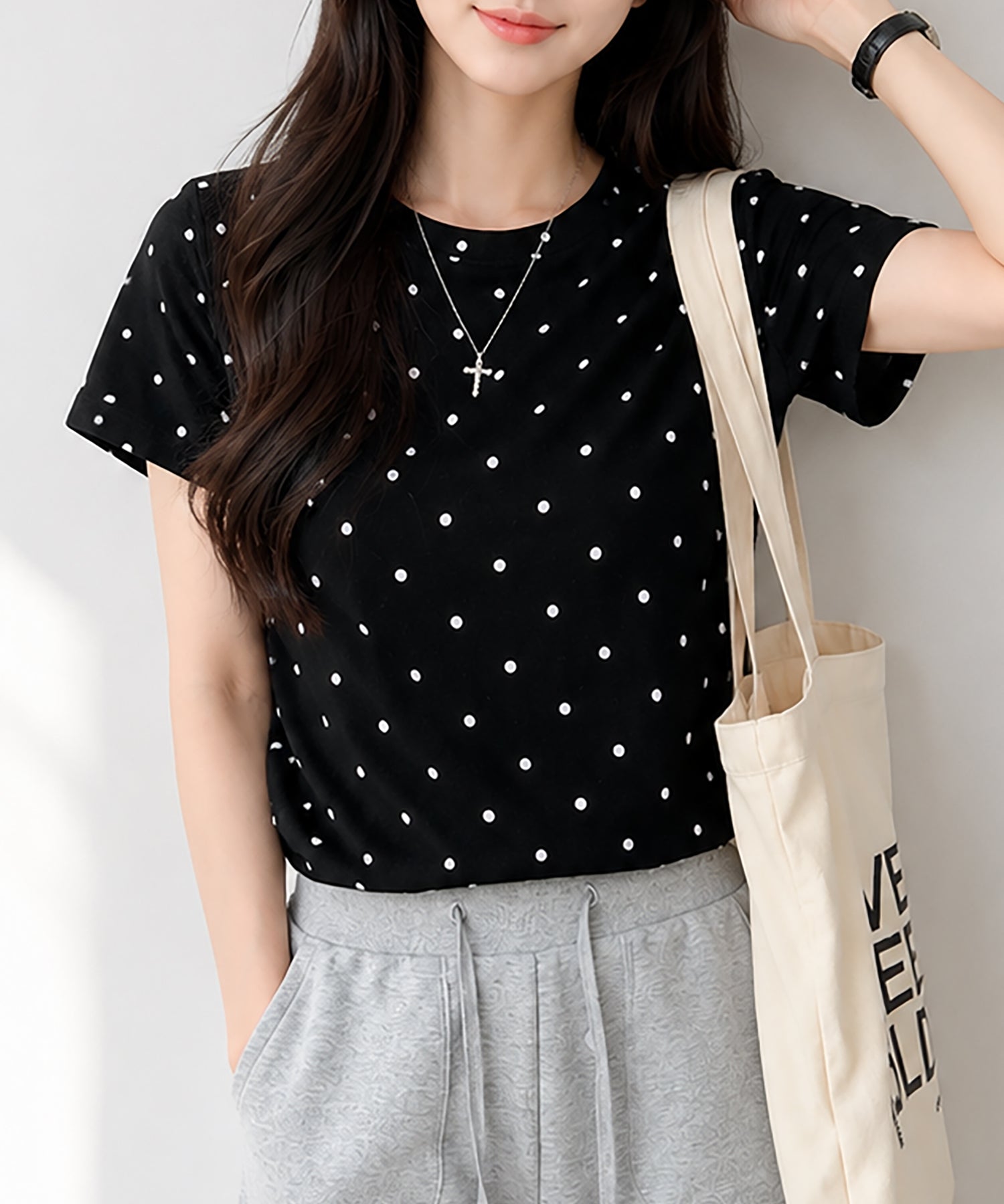 aimoha/ドット柄半袖Tシャツ