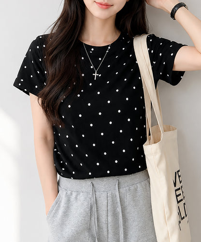 aimoha/ドット柄半袖Tシャツ