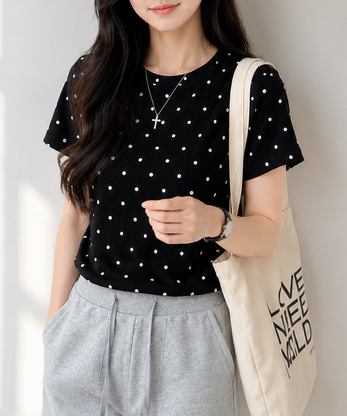 aimoha/ドット柄半袖Tシャツ