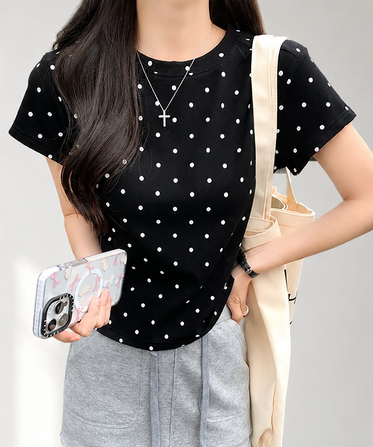 aimoha/ドット柄半袖Tシャツ