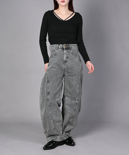 刺繍なしバージョン追加！HOOK -select- 逆さデザインバルーンジーンズ