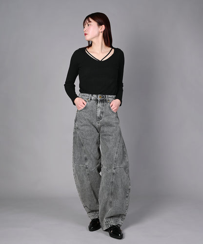 刺繍なしバージョン追加！HOOK -select- 逆さデザインバルーンジーンズ