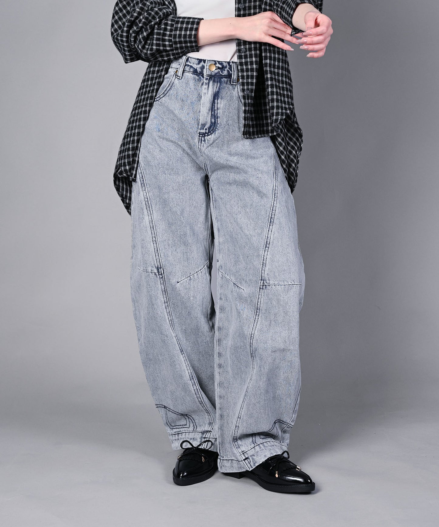 刺繍なしバージョン追加！HOOK -select- 逆さデザインバルーンジーンズ