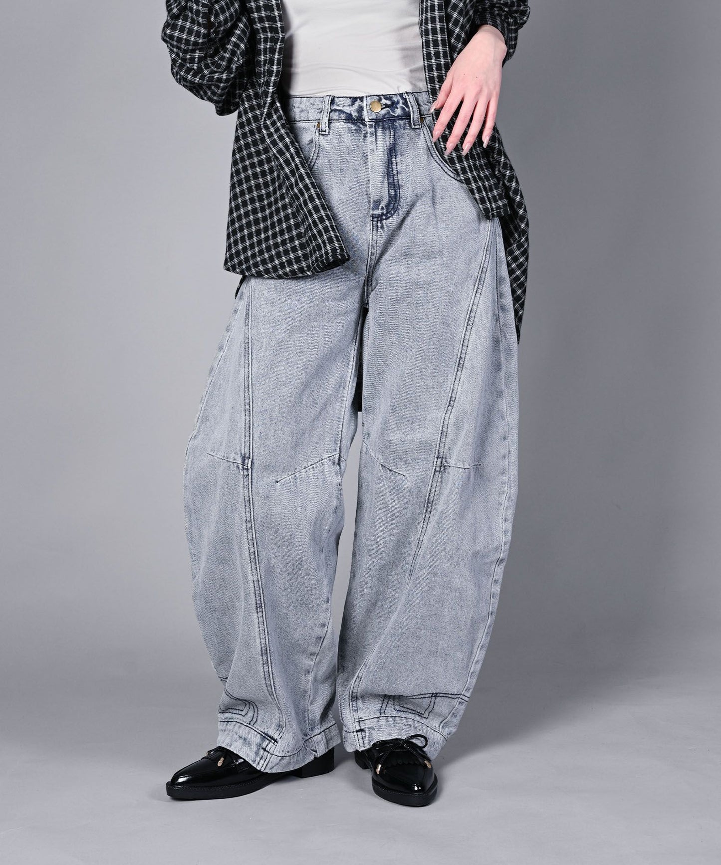 刺繍なしバージョン追加！HOOK -select- 逆さデザインバルーンジーンズ