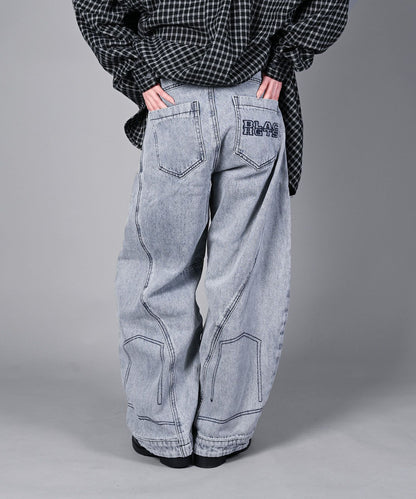 刺繍なしバージョン追加！HOOK -select- 逆さデザインバルーンジーンズ