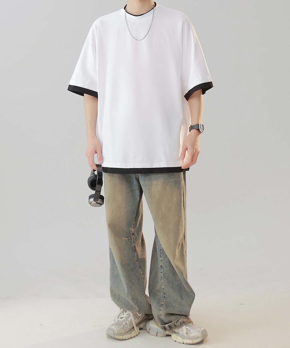 【aimoha neo】Monochrome Trim T-Shirt