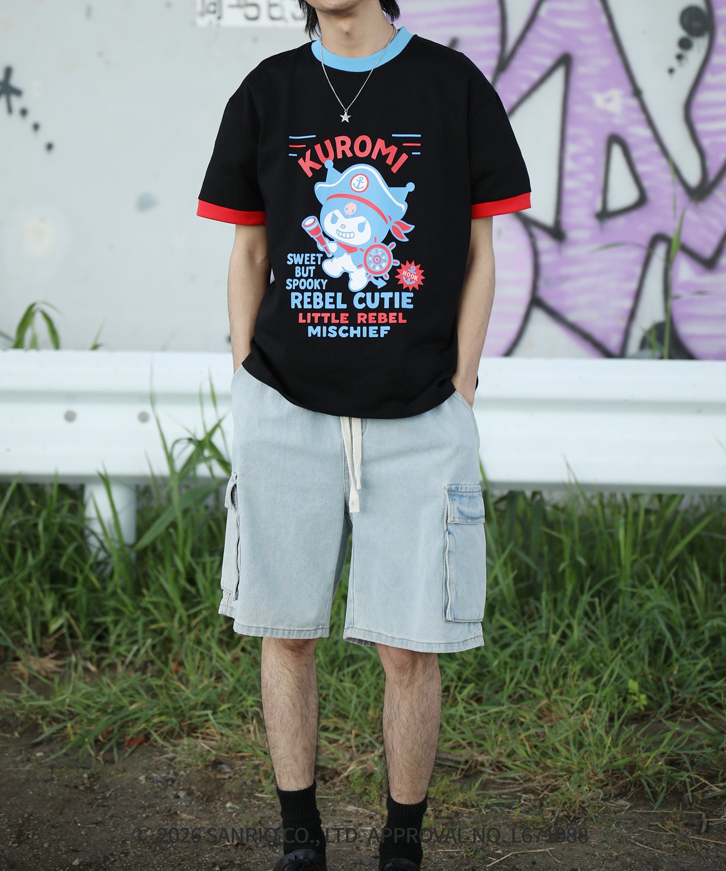HOOK -original-　サンリオキャラクターズ コラボ 配色プリントTシャツ