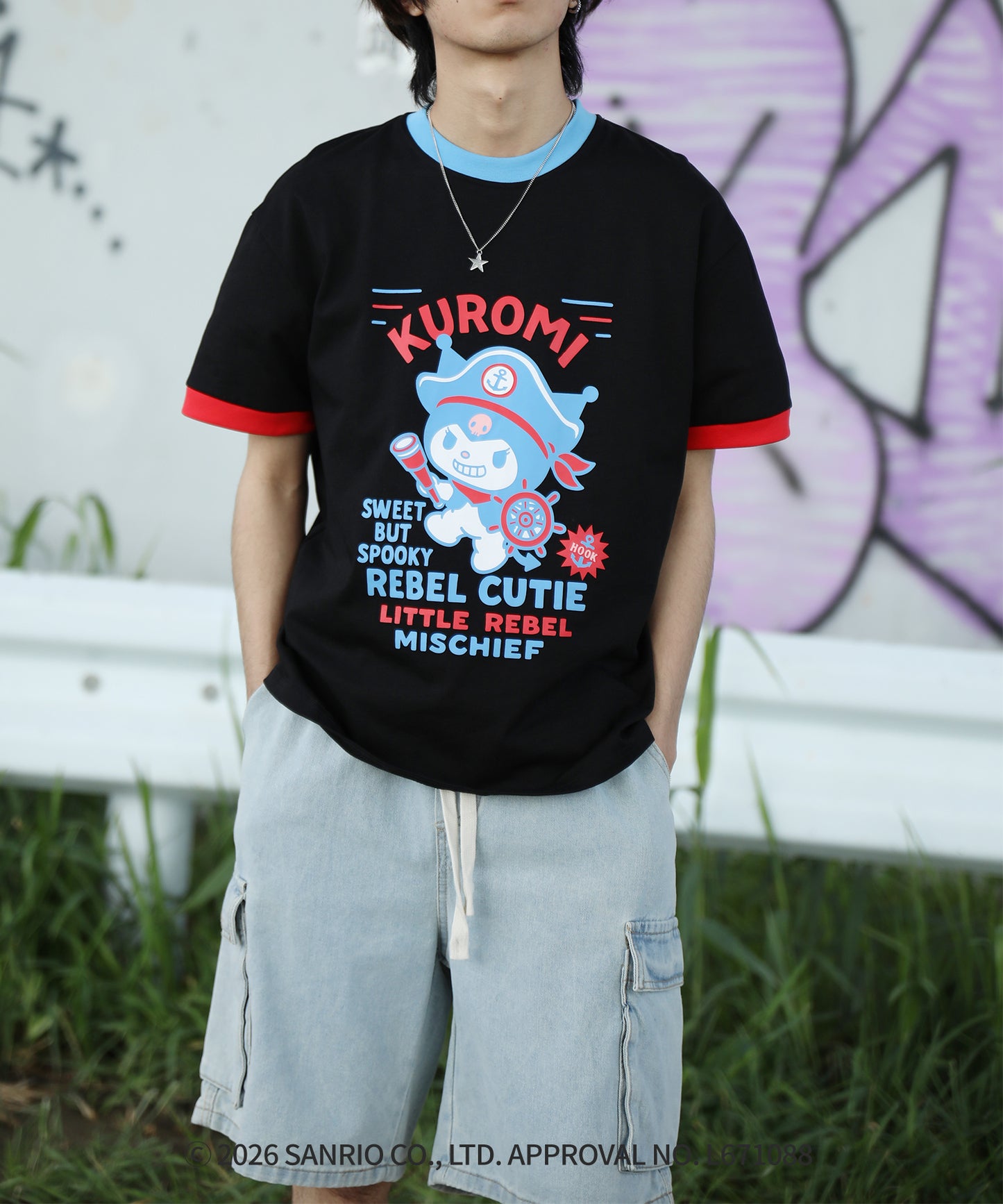 HOOK -original-　サンリオキャラクターズ コラボ 配色プリントTシャツ