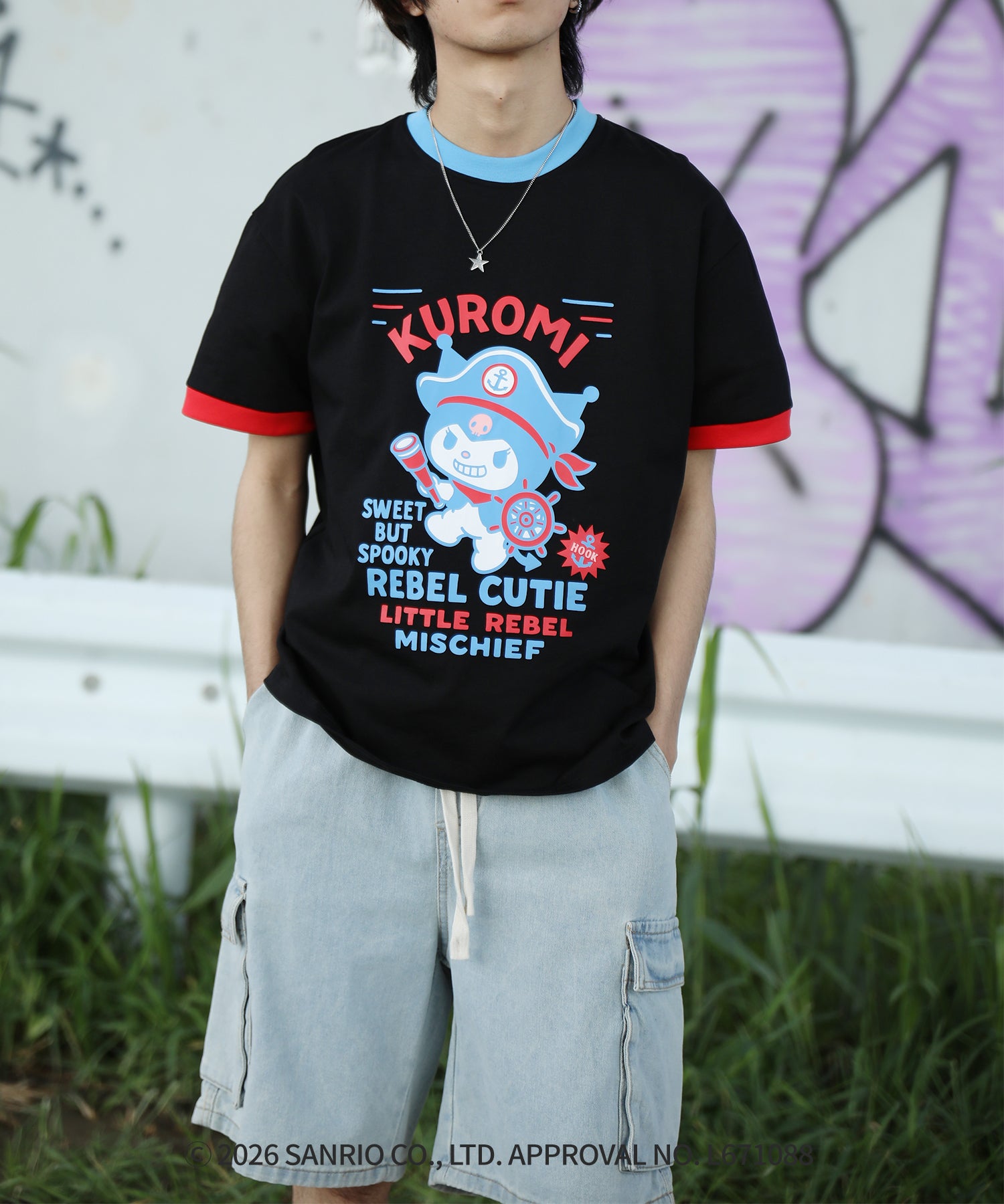 HOOK -original-　サンリオキャラクターズ コラボ 配色プリントTシャツ