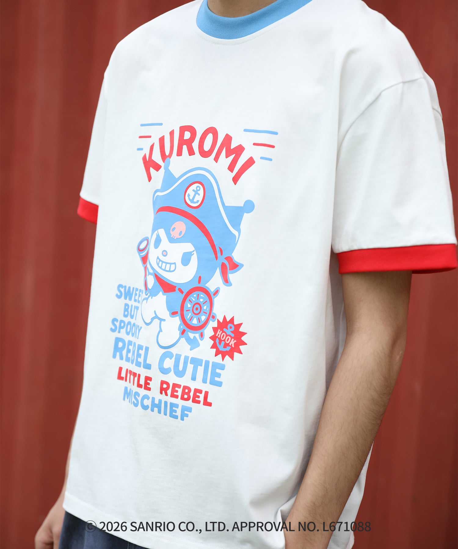 HOOK -original-　サンリオキャラクターズ コラボ 配色プリントTシャツ