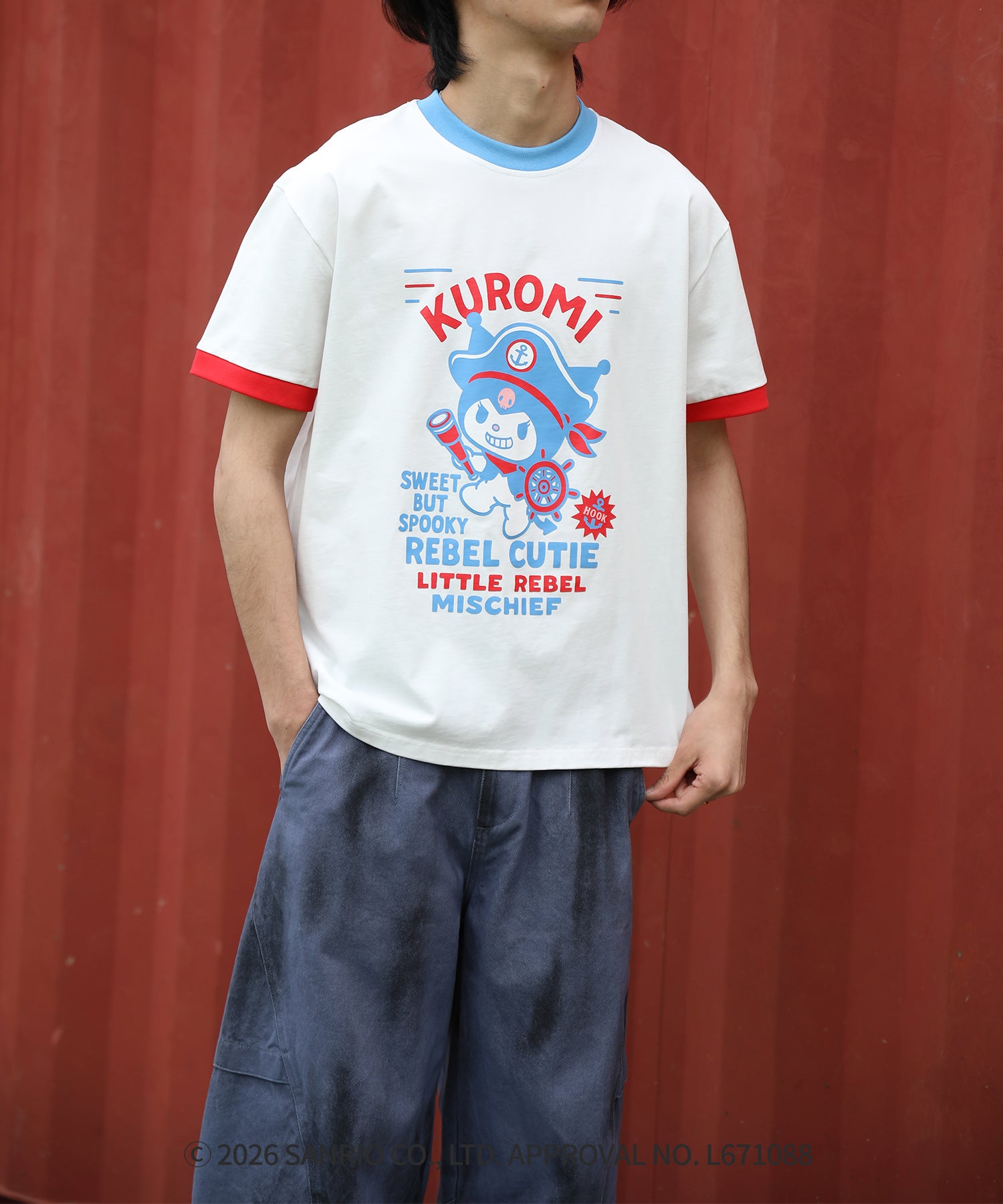 HOOK -original-　サンリオキャラクターズ コラボ 配色プリントTシャツ