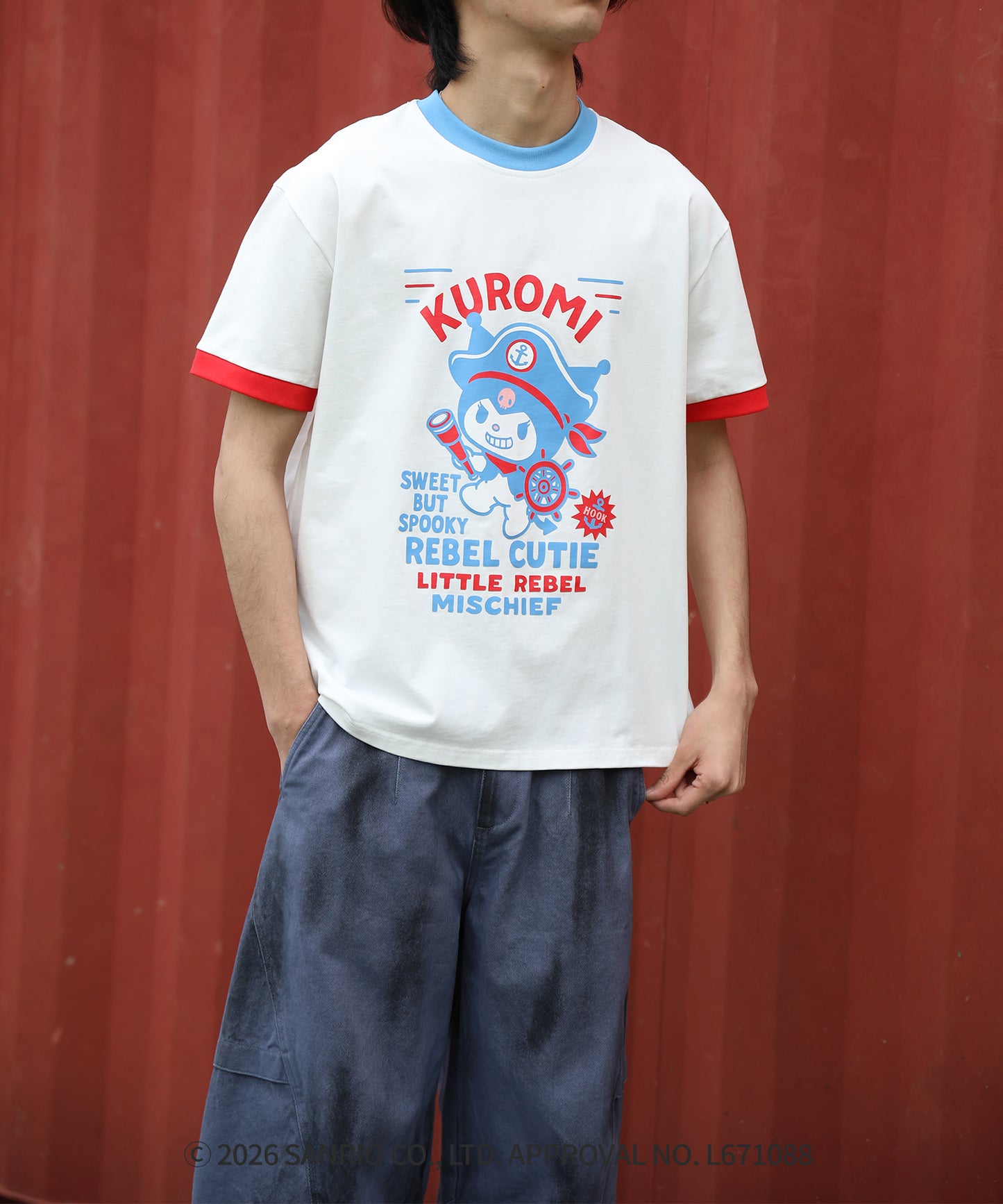 HOOK -original-　サンリオキャラクターズ コラボ 配色プリントTシャツ