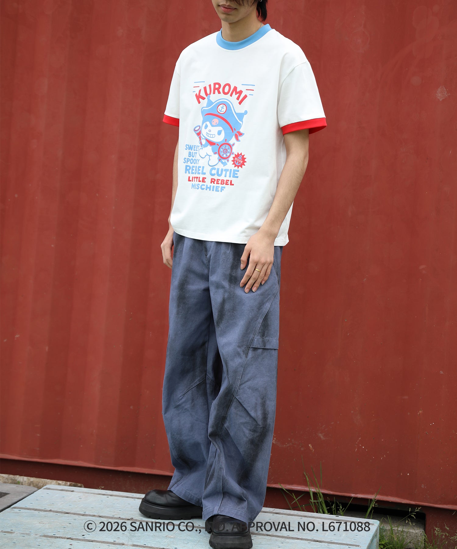 HOOK -original-　サンリオキャラクターズ コラボ 配色プリントTシャツ