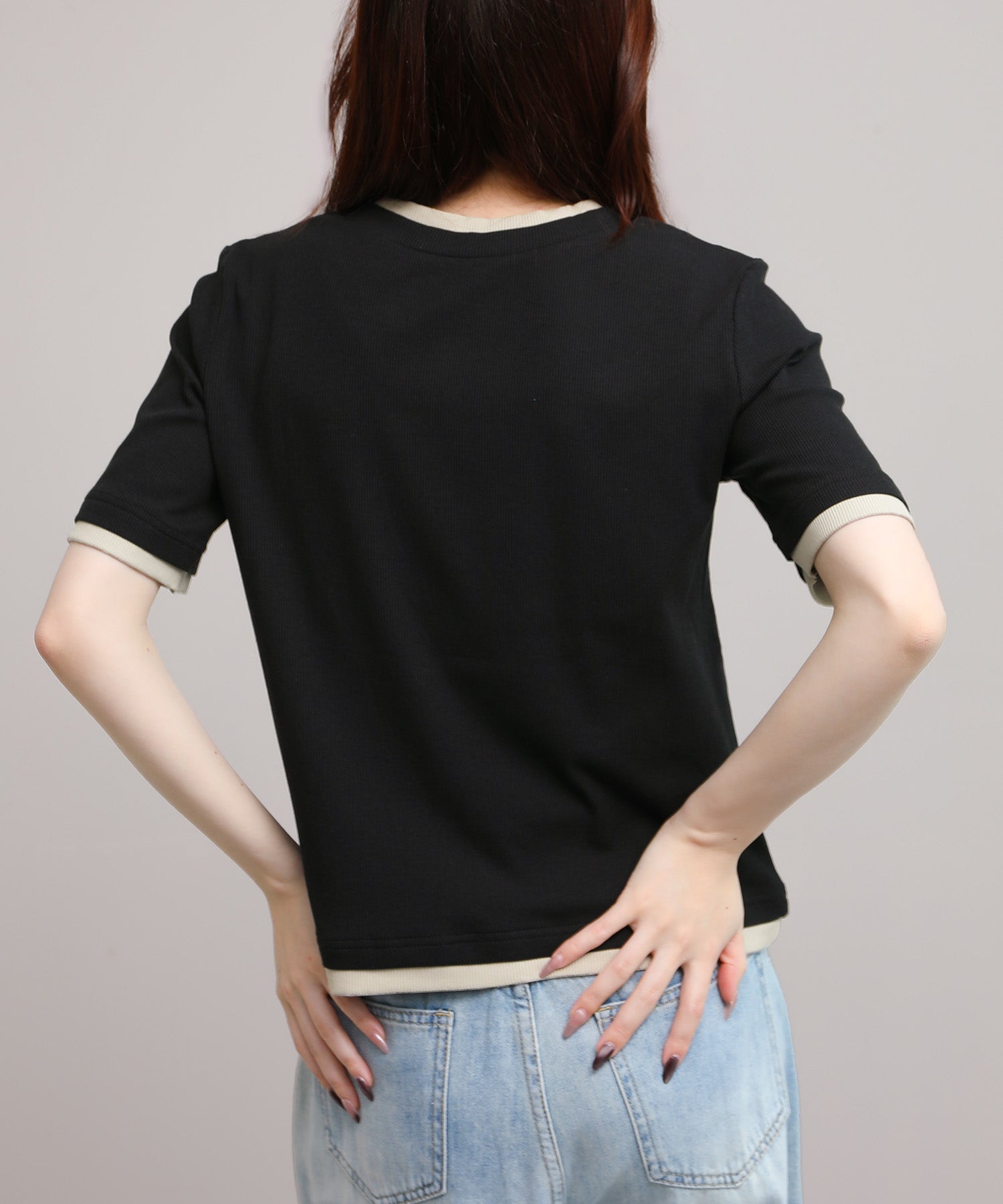 aimoha/バイカラーヘンリーTシャツ