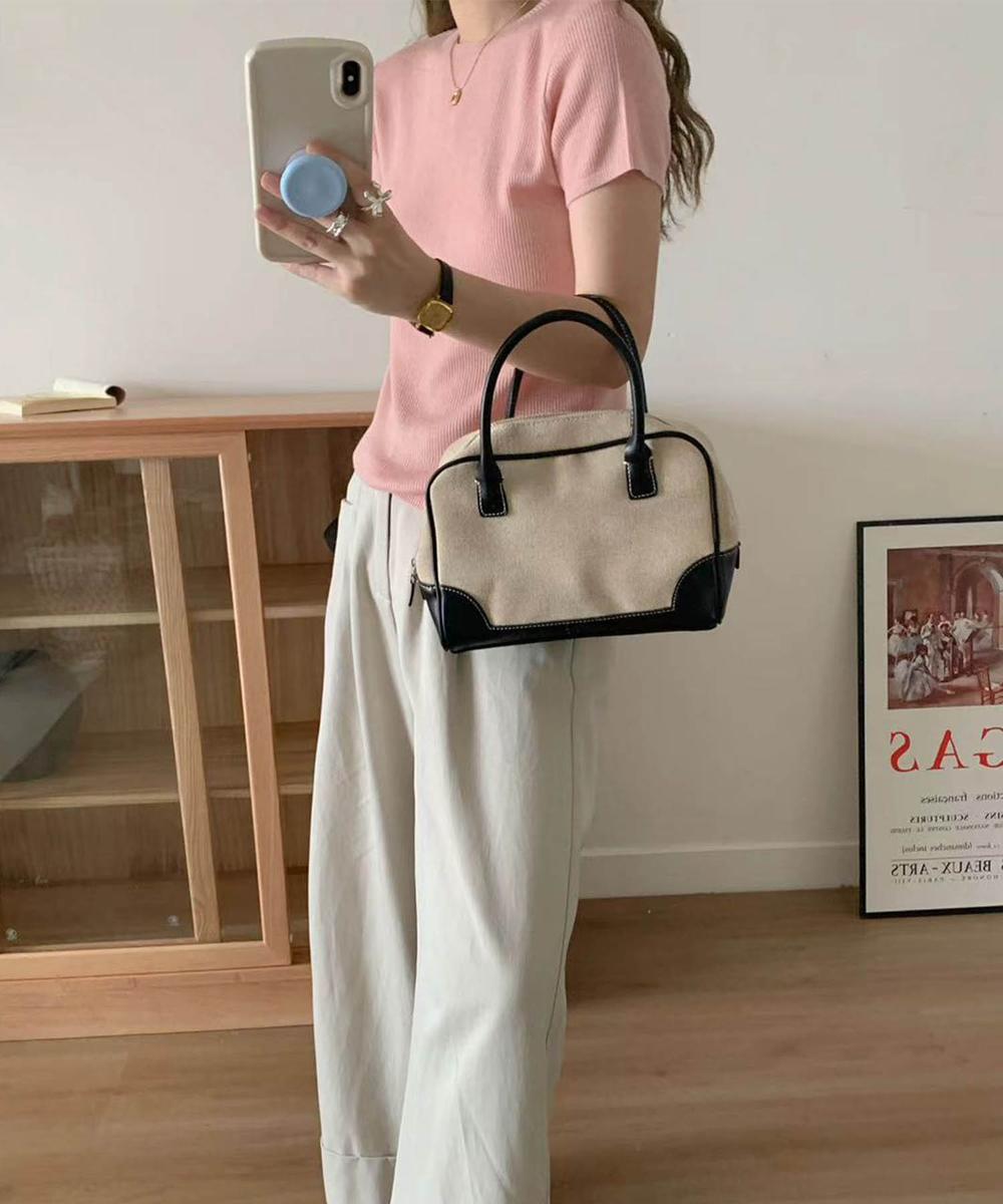 【aimoha】バックボタンデザイン半袖ハイネックトップス