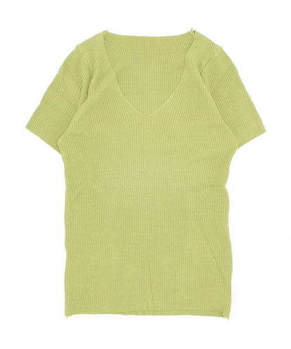 [Jasmine] Simple plain V-neck short sleeve knit tops