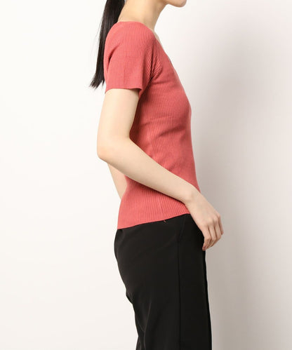 [Jasmine] Simple plain V-neck short sleeve knit tops