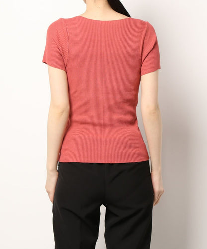 [Jasmine] Simple plain V-neck short sleeve knit tops