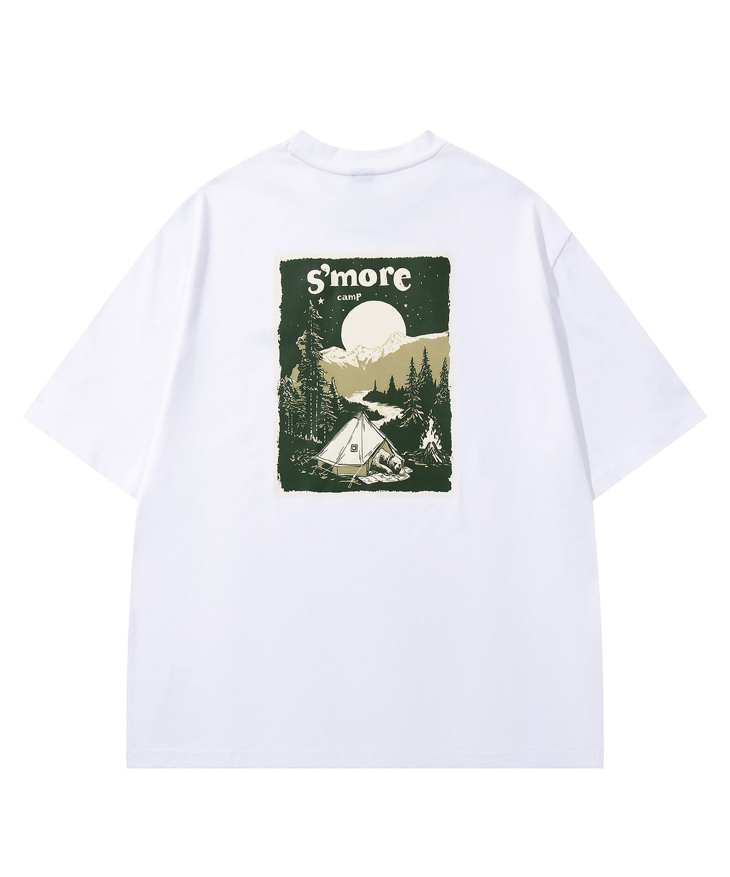 S'more　Solo Camping Bear S/S pt.Tee ソロキャンプの熊プリント半袖Tシャツ
