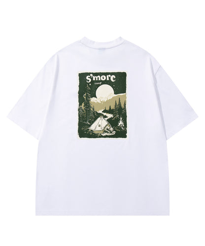 S'more　Solo Camping Bear S/S pt.Tee ソロキャンプの熊プリント半袖Tシャツ