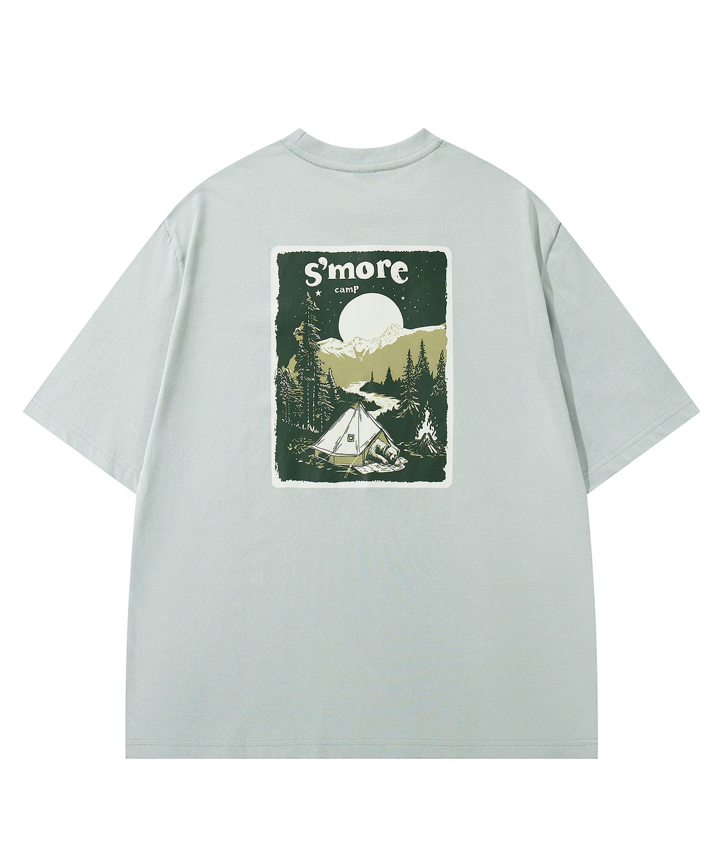 S'more　Solo Camping Bear S/S pt.Tee ソロキャンプの熊プリント半袖Tシャツ